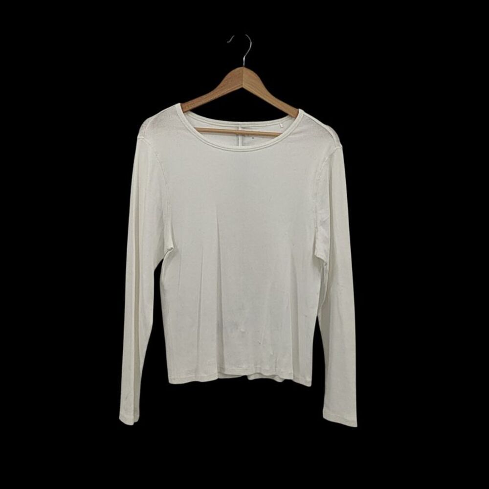 Quince Women 100% Organic Cotton Slub Long Sleeve Tee Sleeved Top White XL